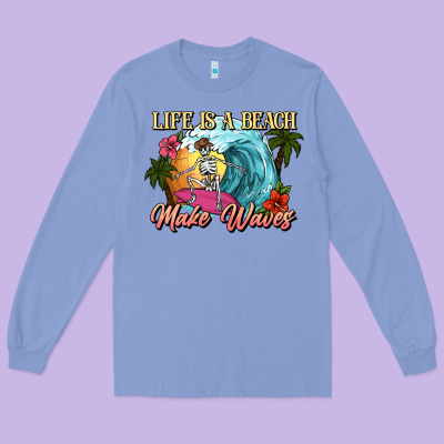 Life Is A Beach Make Waves Skeleton Long Sleeve Tee Designed By Nancycooperartshop
