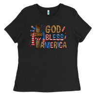 Black god  bless america with cross Ladies Tee - RanaPortraitStore