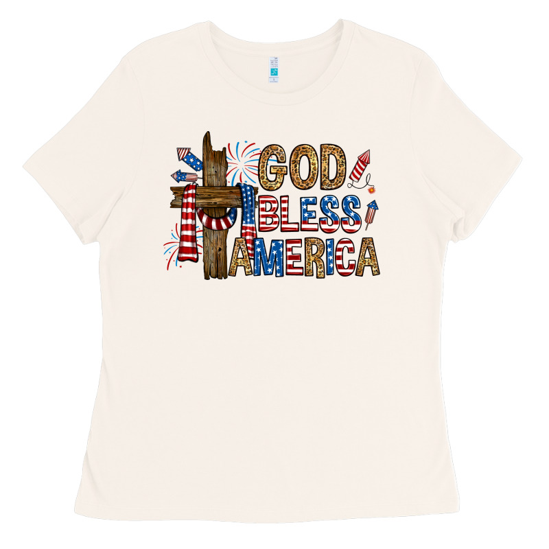 God  Bless America With Cross Ladies Tee by RanaPortraitStore | Teevron