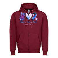 Burgundy Peace love cure Thyroid Cancer Zipper Hoodie - NancyCooperArtShop