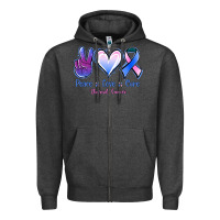 Charcoal Heather Peace love cure Thyroid Cancer Zipper Hoodie - NancyCooperArtShop