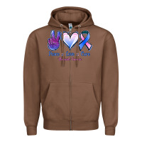Chestnut Peace love cure Thyroid Cancer Zipper Hoodie - NancyCooperArtShop