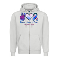 Dove Grey Peace love cure Thyroid Cancer Zipper Hoodie - NancyCooperArtShop