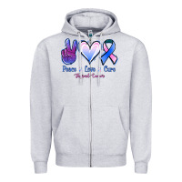 Heather Grey Peace love cure Thyroid Cancer Zipper Hoodie - NancyCooperArtShop