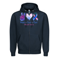 Navy Peace love cure Thyroid Cancer Zipper Hoodie - NancyCooperArtShop