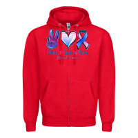 Red Peace love cure Thyroid Cancer Zipper Hoodie - NancyCooperArtShop