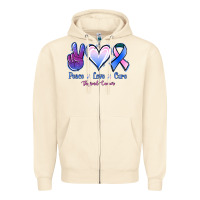 Sandshell Peace love cure Thyroid Cancer Zipper Hoodie - NancyCooperArtShop