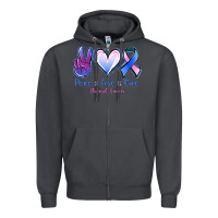 Smoke Peace love cure Thyroid Cancer Zipper Hoodie - NancyCooperArtShop