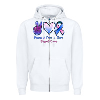 White Peace love cure Thyroid Cancer Zipper Hoodie - NancyCooperArtShop