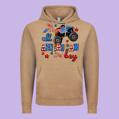 All American Boy  Monsterr Truck Vintage Hoodie Designed By Adodesignshop