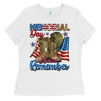 White memorial day honor remember Ladies Tee - RanaPortraitStore
