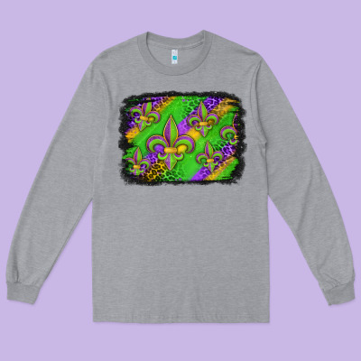 Mardi Gras Fleur De Lis Background Long Sleeve Tee Designed By Jasminsmagicworld