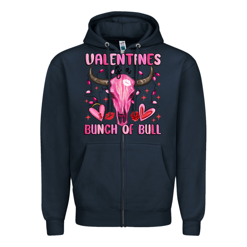 Valentines Is A Bunch Of Bull Zipper Hoodie by MaliasSmallBusiness | Teevron