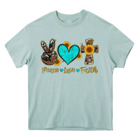 Arona peace love faith with cros and sunflower Heavy Core Tee - Artiststas
