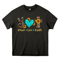 Asphalt peace love faith with cros and sunflower Heavy Core Tee - Artiststas