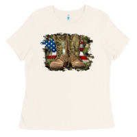 Bone american flag with army boots Ladies Tee - RanaPortraitStore