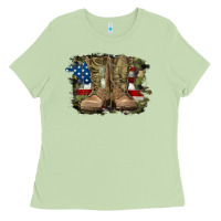 Matcha american flag with army boots Ladies Tee - RanaPortraitStore