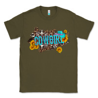 Army Green western cowgirl and sunflower with hat and cowhide leopard Classic Tee - Artiststas