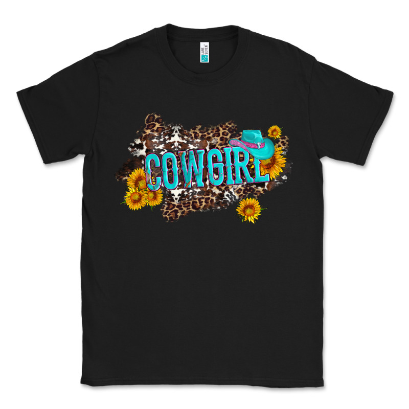Western Cowgirl And Sunflower With Hat And Cowhide Leopard Classic Tee by Artiststas | Teevron