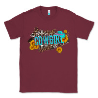 Burgundy western cowgirl and sunflower with hat and cowhide leopard Classic Tee - Artiststas