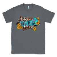 Charcoal Heather western cowgirl and sunflower with hat and cowhide leopard Classic Tee - Artiststas