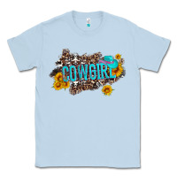 Dusty Blue western cowgirl and sunflower with hat and cowhide leopard Classic Tee - Artiststas