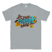Heather Grey western cowgirl and sunflower with hat and cowhide leopard Classic Tee - Artiststas