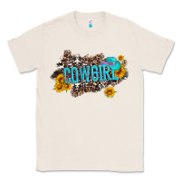 Natural western cowgirl and sunflower with hat and cowhide leopard Classic Tee - Artiststas