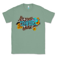 Sage western cowgirl and sunflower with hat and cowhide leopard Classic Tee - Artiststas