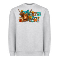 Heather Grey coffee then cows longhaired cow Heavyweight Sweatshirt - Jasminsmagicworld