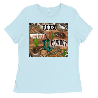 Baby Blue western rodeo Ladies Tee - RanaPortraitStore