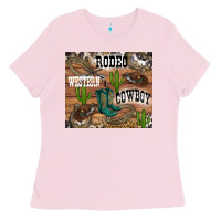Bubblegum Pink western rodeo Ladies Tee - RanaPortraitStore