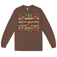 Christmas Turquoise Serape Highland Cow Long Sleeve Tee | Teevron