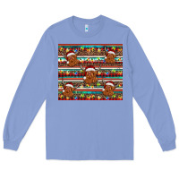 Colony Blue christmas turquoise serape highland cow Long Sleeve Tee - BarkalooDesign