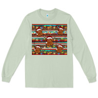 Matcha christmas turquoise serape highland cow Long Sleeve Tee - BarkalooDesign