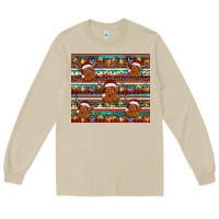 Mushroom christmas turquoise serape highland cow Long Sleeve Tee - BarkalooDesign