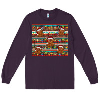 Plum christmas turquoise serape highland cow Long Sleeve Tee - BarkalooDesign