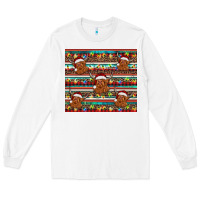 White christmas turquoise serape highland cow Long Sleeve Tee - BarkalooDesign