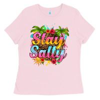 Bubblegum Pink stay salty Ladies Tee - RanaPortraitStore