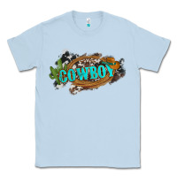 Dusty Blue western cowboy and hat with cactus and cowhide Classic Tee - Artiststas