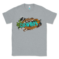 Heather Grey western cowboy and hat with cactus and cowhide Classic Tee - Artiststas