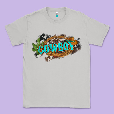 Western Cowboy And Hat With Cactus And Cowhide Classic Tee Designed By Artiststas