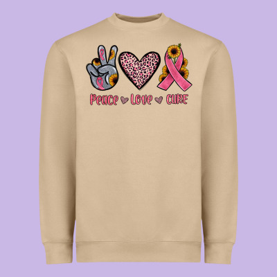 Peace Love Cure Heavyweight Sweatshirt Designed By Jahusdesignshop