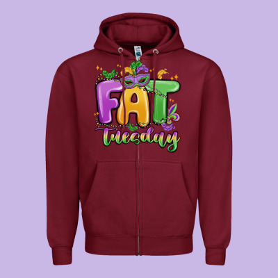 Fat Tuesday Zipper Hoodie Designed By Maliassmallbusiness