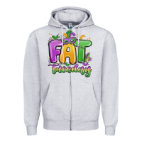 Heather Grey fat tuesday Zipper Hoodie - MaliasSmallBusiness
