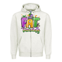 Oatmeal Heather fat tuesday Zipper Hoodie - MaliasSmallBusiness