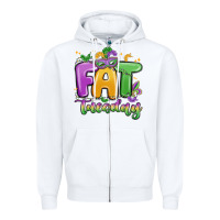 White fat tuesday Zipper Hoodie - MaliasSmallBusiness