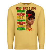 Antique Gold god say i am juneteenth afro girl Premium Sweatshirt - Artiststas