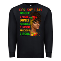Black god say i am juneteenth afro girl Premium Sweatshirt - Artiststas