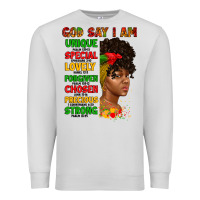 Dove Grey god say i am juneteenth afro girl Premium Sweatshirt - Artiststas